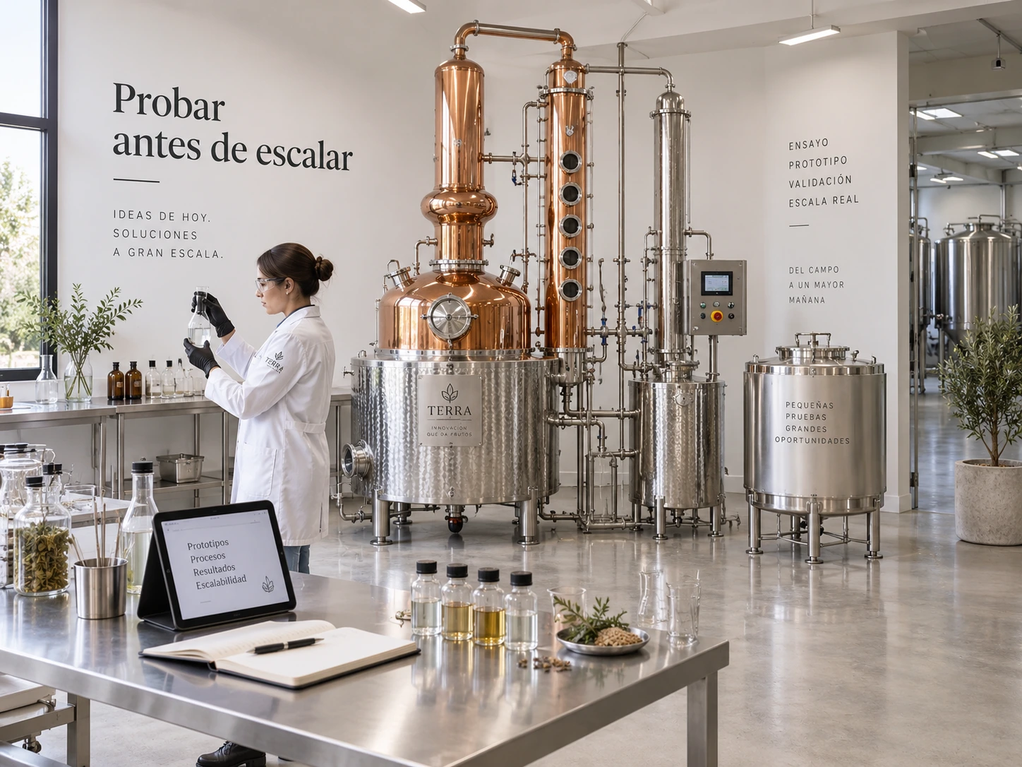 Representación conceptual de infraestructura para investigación aplicada, prototipado y pruebas de proceso antes de escalar